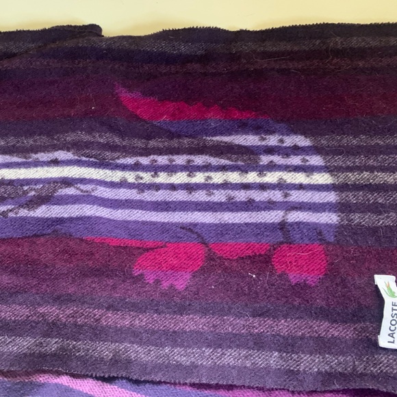 2/$30 LACOSTE women’s winter scarf - pink and purple stripes - Picture 3 of 7